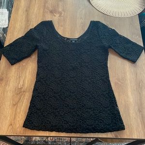 Banana Republic Stretch Sparkle Lace 3/4 Sleeve Shirt